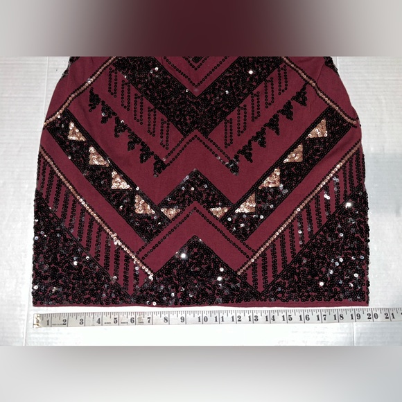 Express Burgundy and Black Sequin Dress - Picture 9 of 13